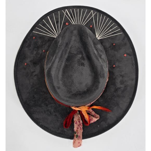 Custom Boho Indie Festival Western Embroidered Felt Hat Waco Boutique Find M main image 5